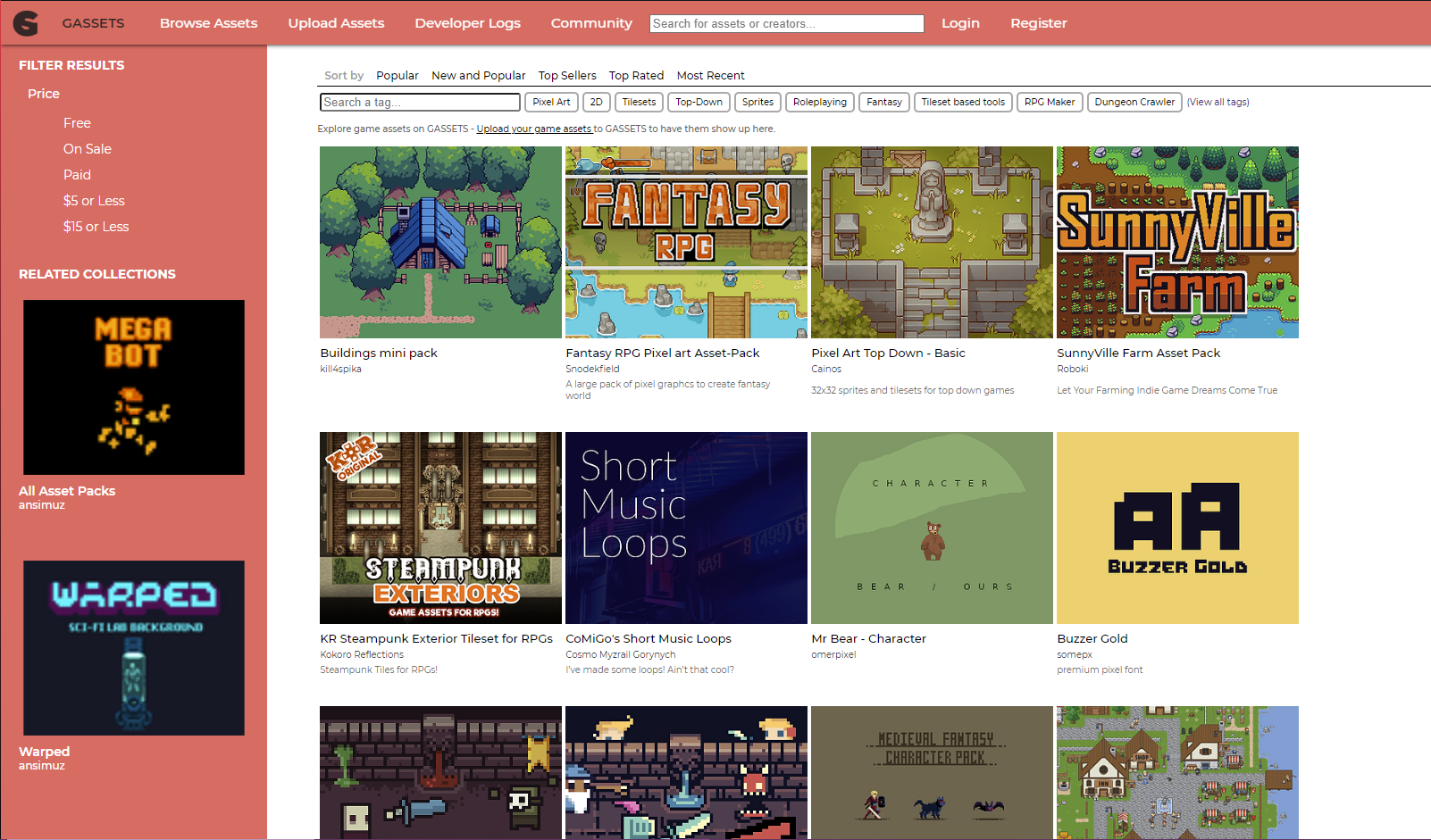 An itch.io type of website where you sell assets for games.